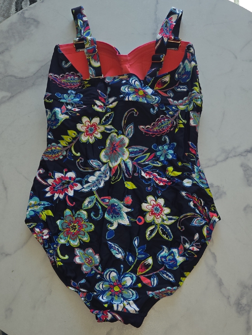 Anne Cole Twist Front Shirred One-Piece Swimsuit Holiday Paisley Size 16W NWT - Picture 5 of 10